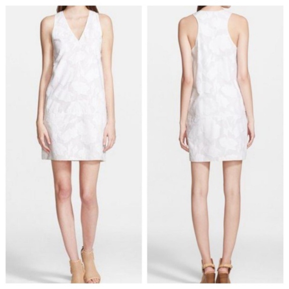 Rag & Bone Augusta Fil Coupe White Floral Shift Mini Dress